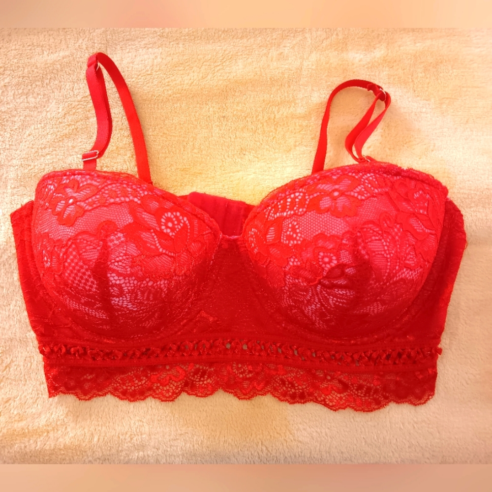 Women's size 38C, red lace bra